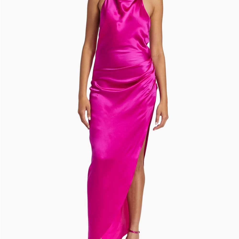 Elegant Hot Pink Satin Gown